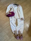 Cotton sweater with pink trim