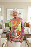 V- Neck Summer Print Blouse