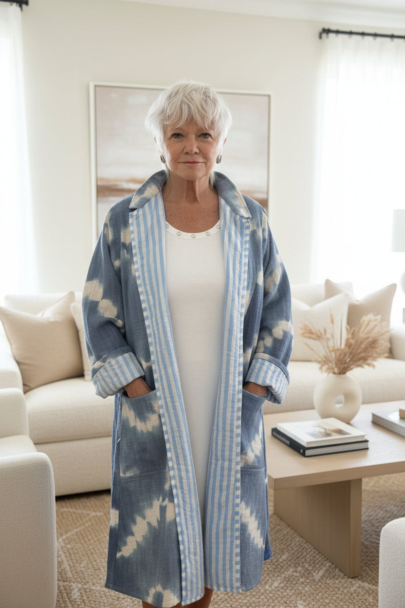 Blue And Ivory Duster