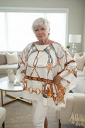 Equestrian Print Scarf Blouse