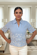 Laser Cut Blue Blouse
