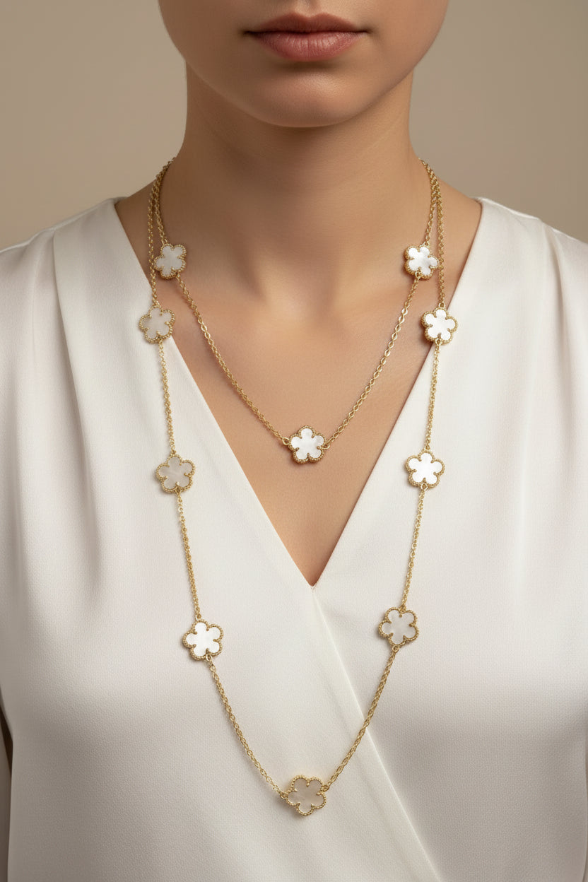 Mother of Pearl Clover Necklace