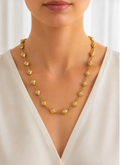 Hammered Gold & Crystal Station Necklace