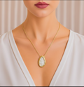 White Druzy Teardrop Pendant Necklace